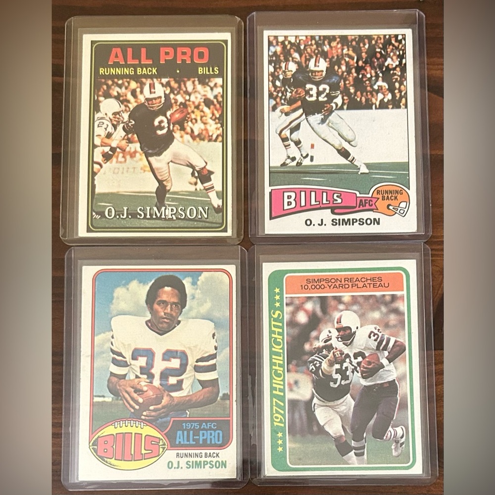 O.J. Simpson Topps Vintage Football Cards Bundle of FOUR Cards